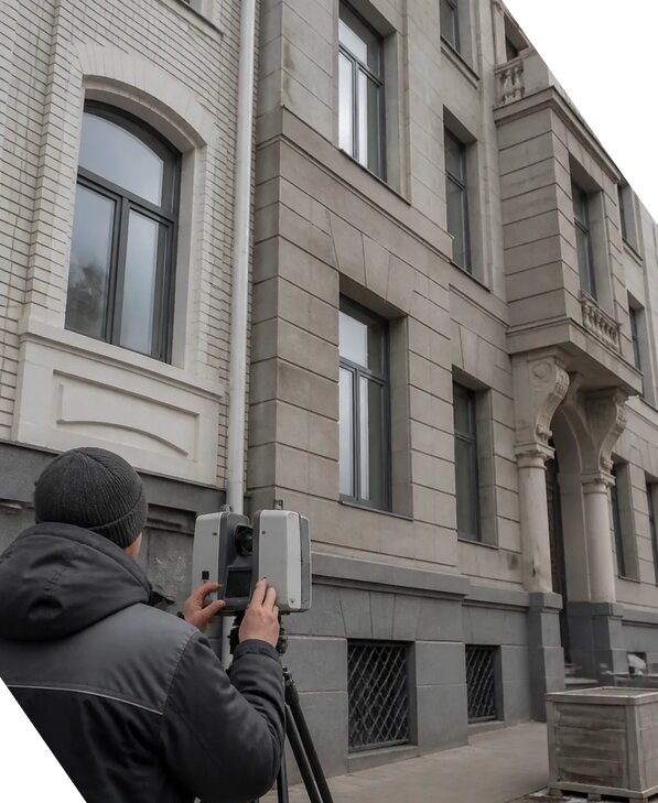 Лазерное сканирование фасадов зданий для обследования в Уфе